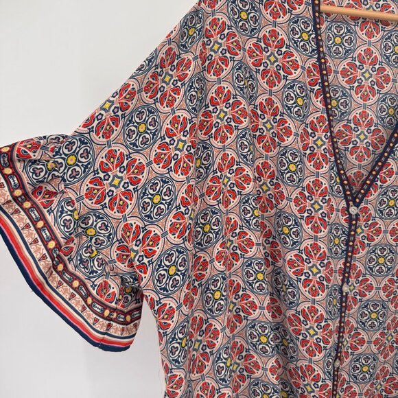 Max Studio Womens Multicolor Floral top blouse size 2X Tie Front - Picture 6 of 14